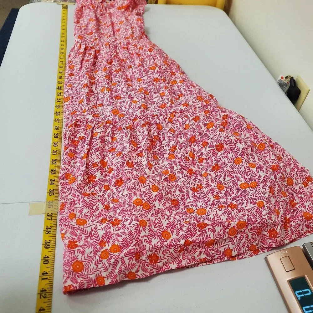 J Crew Womens Floral Tiered Midi Dress Size 4 Pink Sleeveless A Line Pockets - Picture 9 of 13